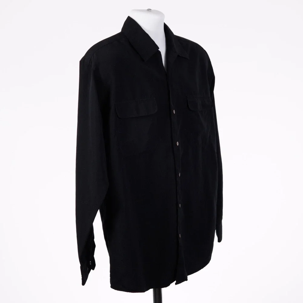 Oleg Cassini Salute Medium Black Men's Collared Dress Shirt Polyester
